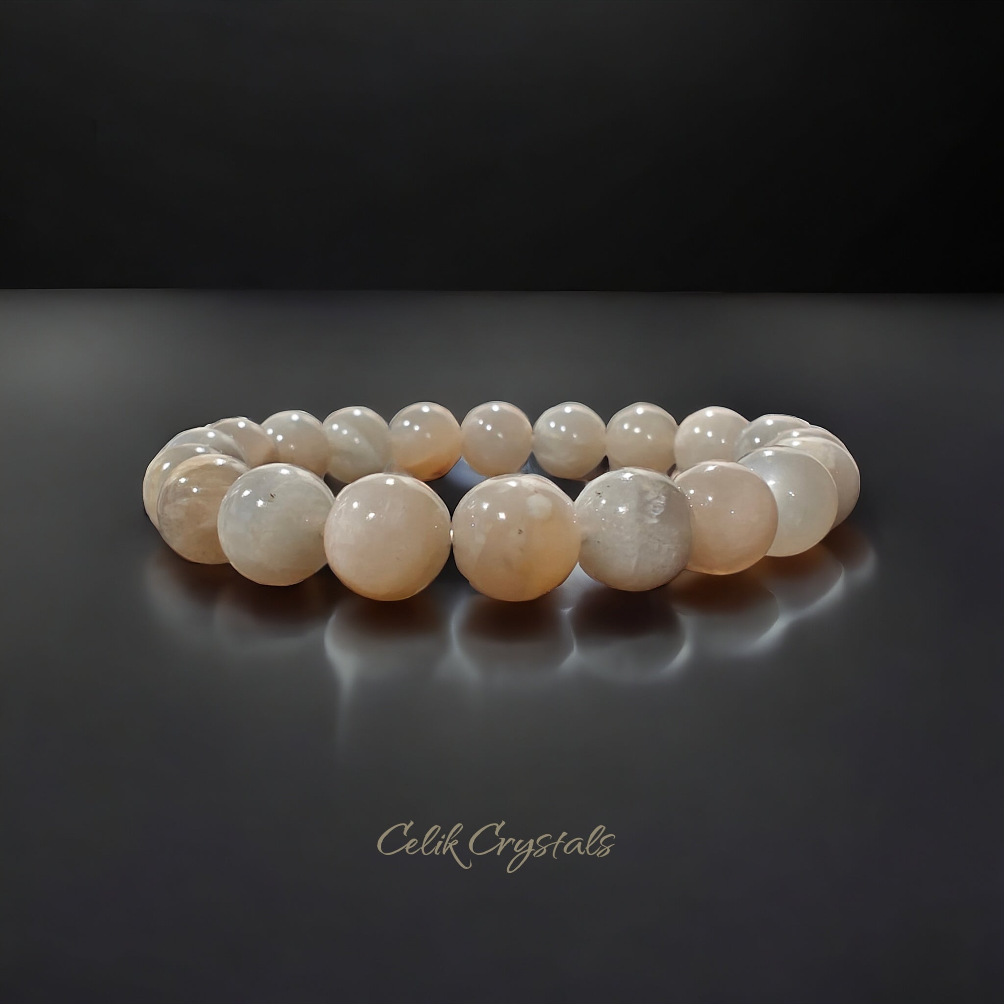 Gray Moonstone Bracelet 10mm Natural Stones Stretch Crystal Bracelet 