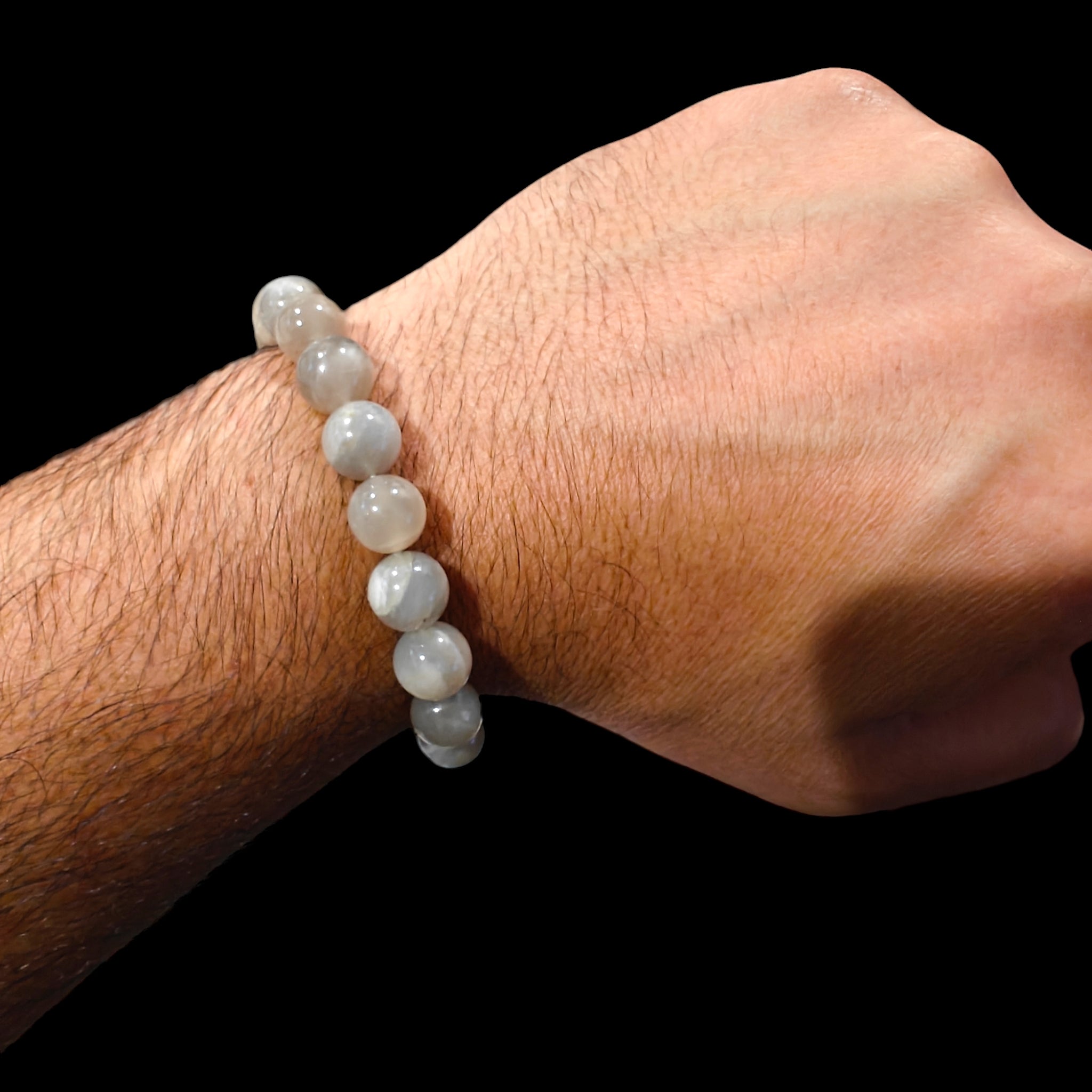 Gray Moonstone Bracelet 10mm Natural Stones Stretch Crystal Bracelet 