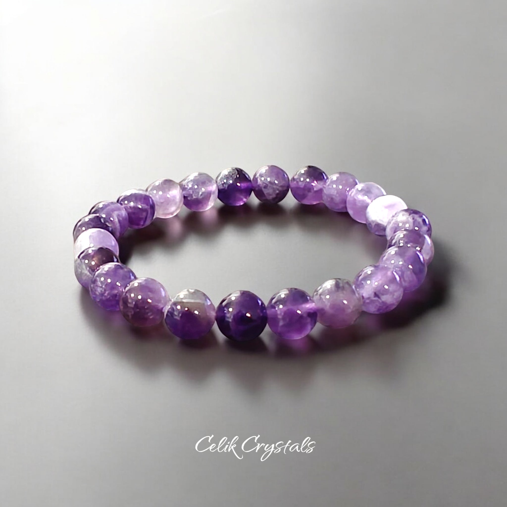 Chevron Amethyst Bracelet Natural Stones Stretch Crystal Bracelet 