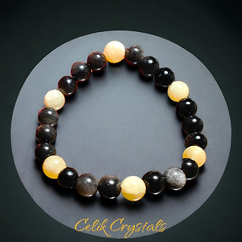 Silver Obsidian Honey Calcite Bracelet 8mm