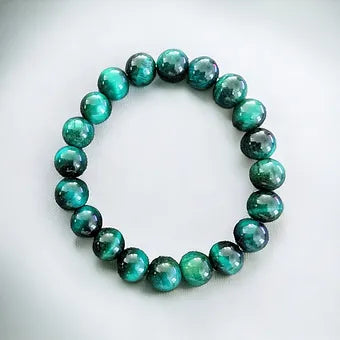 Green Tiger Eye Bracelet - 8mm or 10mm Unisex Crystals