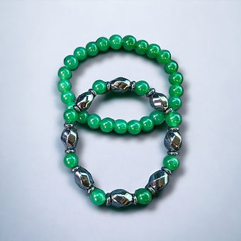 Men's 2 Piece Green Aventurine & Hematite Stack