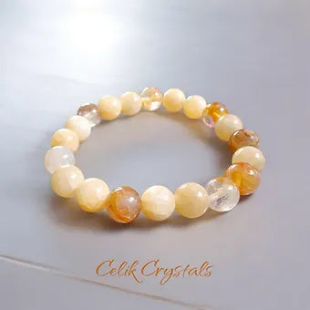 Golden Healer and Honey Calcite Bracelet 10mm Unisex