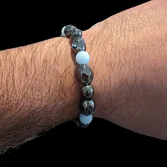 Hematite Crystal & Glow in the Dark Men's Bracelet