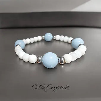 Angelite & Moonstone Bracelet AAA Stones