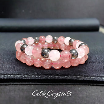 Strawberry/Rose Quartz Bracelet Stack