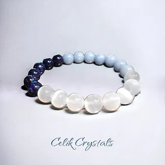 Angelite, Selenite & Blue Sandstone Bracelet