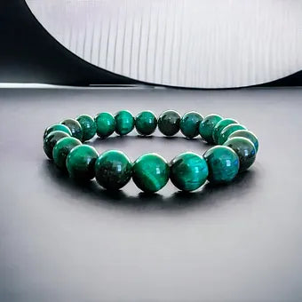 Green Tiger Eye Bracelet - 8mm or 10mm Unisex Crystals