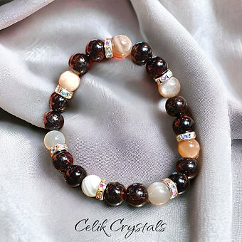 Red Garnet Moonstone Sunstone Bracelet