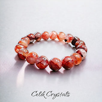 Red Hematoid Quartz Crystal Bracelet (Fire Quartz)