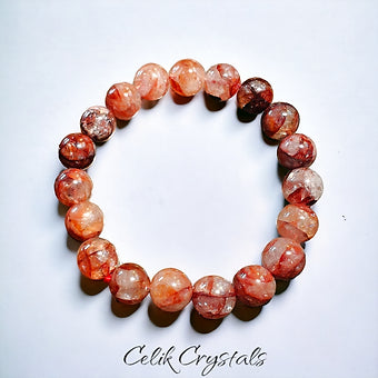 Red Hematoid Quartz Crystal Bracelet (Fire Quartz)