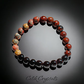 Garnet Leapord Jasper Mahogany Obsidian Bracelet