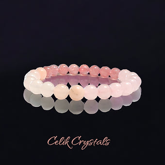 Strawberry | Rose Quartz | Peach Aventurine Bracelet