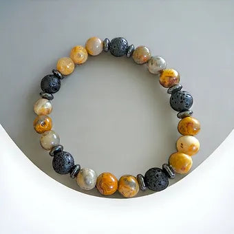 Lace Agate Bracelet - 8mm Crystals - Unisex