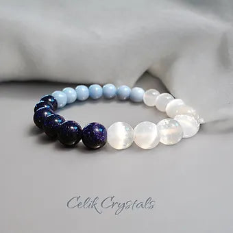 Angelite, Selenite & Blue Sandstone Bracelet