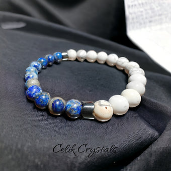 Lapis Lazuli & Howlite Handmade Bracelet