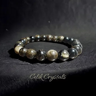 Gold Obsidian Bracelet - 10mm Natural Crystals