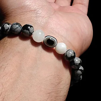 Evil Eye Bracelet Snowflake Obsidian Bracelet Unisex