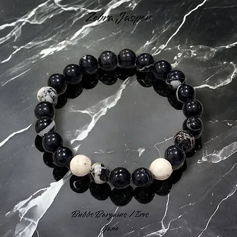 Black/White Zebra Jasper Bracelet - 8mm Stones Unisex