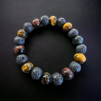 Tiger Eye & Lava Men's Bracelet