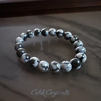 Snowflake Obsidian Bracelet Unisex