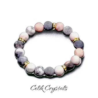 Pink Zebra Jasper Healing Energy Women's  Bracelet - 10mm Natural Stones