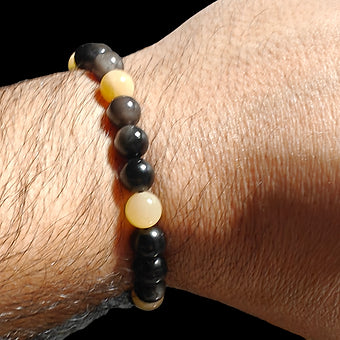 Silver Obsidian Honey Calcite Bracelet 8mm