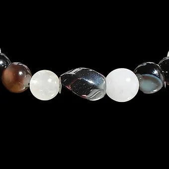 White Quartz, Black Agate Bracelet Unisex