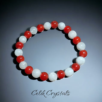 Carnelian Moonstone Bracelet 8mm