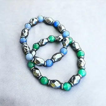 Aventurine & Hematite Bracelet - 8mm Blue or Green