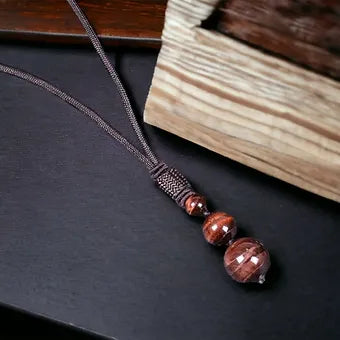 Red Tiger Eye Necklace Adjustable Rope