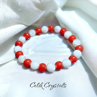 Carnelian Moonstone Bracelet 8mm