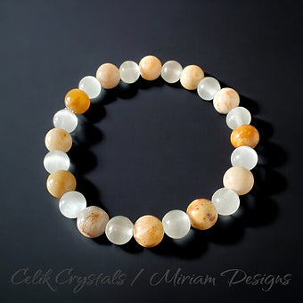 Coral Jade & Cat Eye Bracelet 8mm Unisex