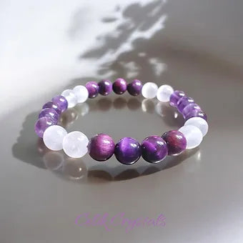 Amethyst, Purple Tiger, Selenite Bracelet 8mm