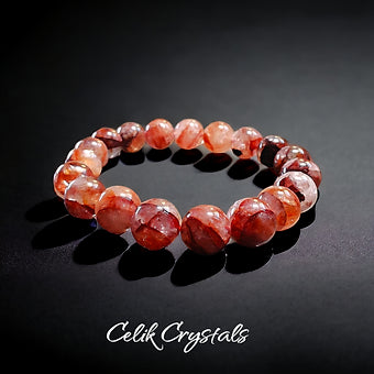 Red Hematoid Quartz Crystal Bracelet (Fire Quartz)