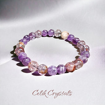 Amethyst & Phantom Ghost Quartz Bracelet