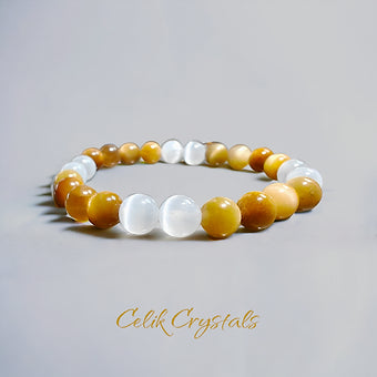 Gold Tiger Eye Bracelet & Selinite Unisex