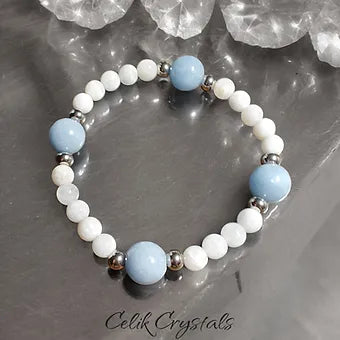 Angelite & Moonstone Bracelet AAA Stones