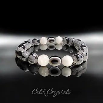 Evil Eye Bracelet Snowflake Obsidian Bracelet Unisex