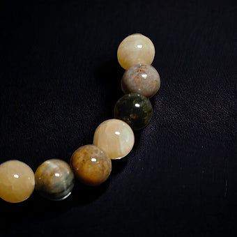 Golden Blue Tiger Eye Bracelet, Coral Jade, Honey Calcite