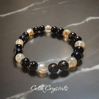 Rutilated Quartz Smoky Quartz Bracelet Unisex