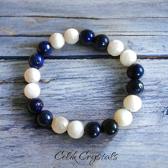 Lapis Lazuli & Moonstone Bracelet 10mm