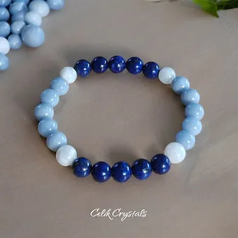 Lapis Lazuli, Angelite, Moonstone Bracelet Unisex