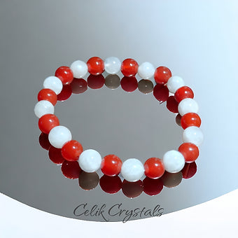 Carnelian Moonstone Bracelet 8mm