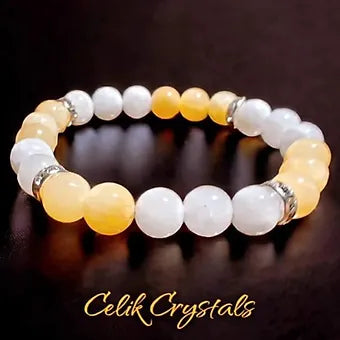 'Honey Calcite On The Moon' Moonstone Honey Calcite Bracelet