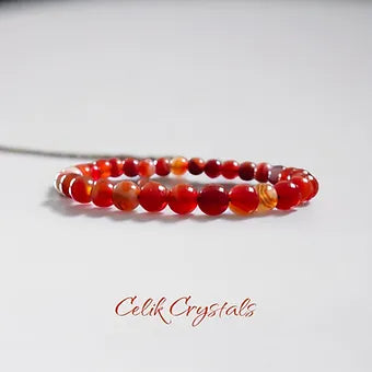 Striped Carnelian Bracelet - 8mm Unisex Crystals