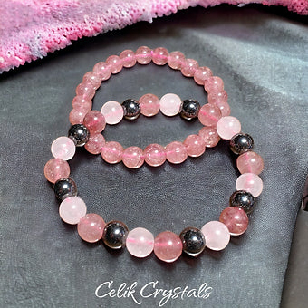 Strawberry/Rose Quartz Bracelet Stack