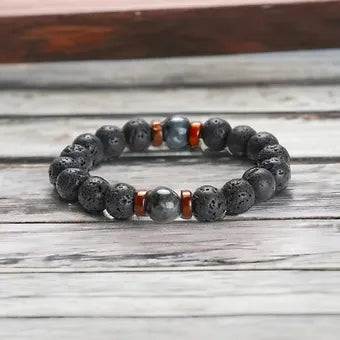 Lava Rock Men's Bracelet - 8mm Stones