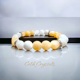 'Honey Calcite On The Moon' Moonstone Honey Calcite Bracelet