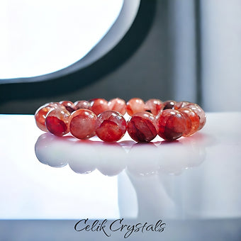 Red Hematoid Quartz Crystal Bracelet (Fire Quartz)